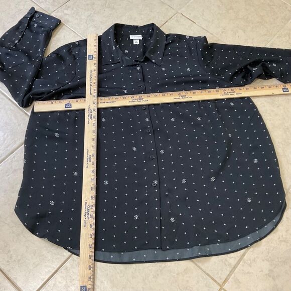 Ava & Viv career blouse plus size 3X black w star print long sleeve button up - Picture 4 of 12